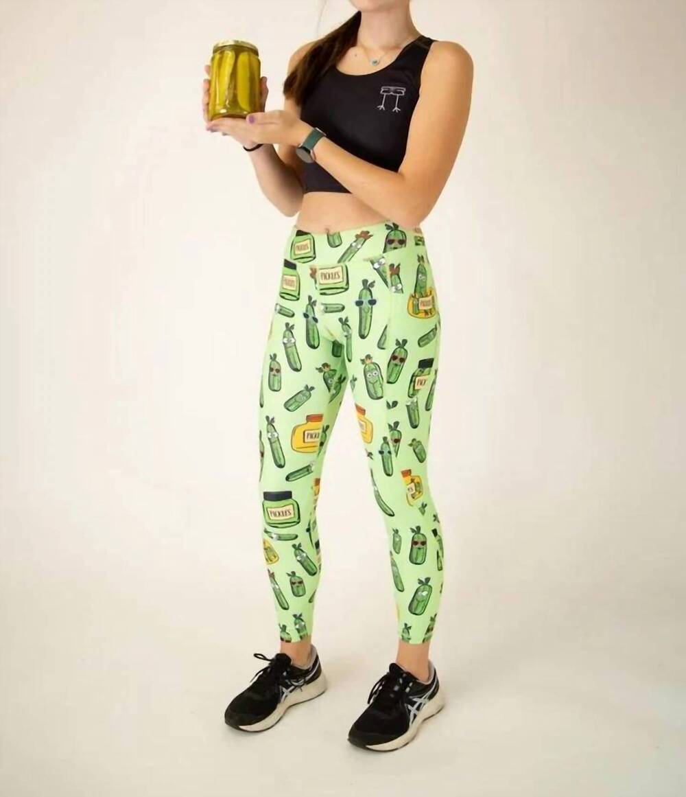 NEW CHICKNLEGS women's pickles leggings in fluro green